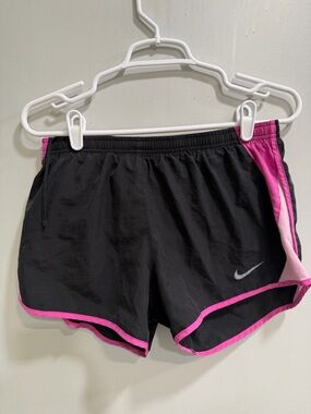 Nike Women's Black Athletic Shorts with Pink Trim